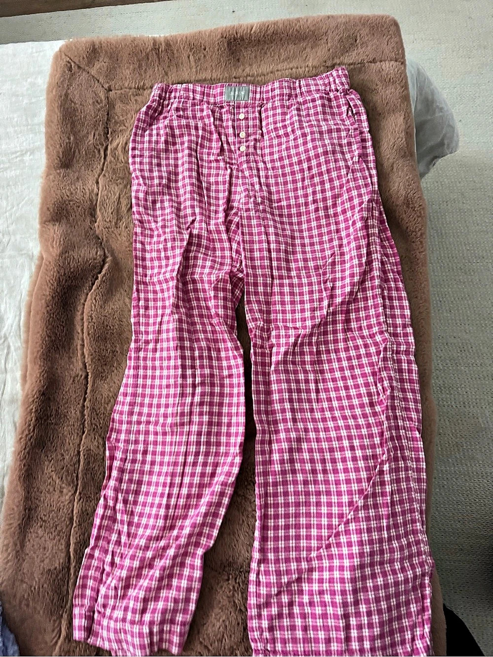 J.Crew Flannel Pajama Pant in Pink Plaid Pink Plaid Straight Leg Pants Size 8